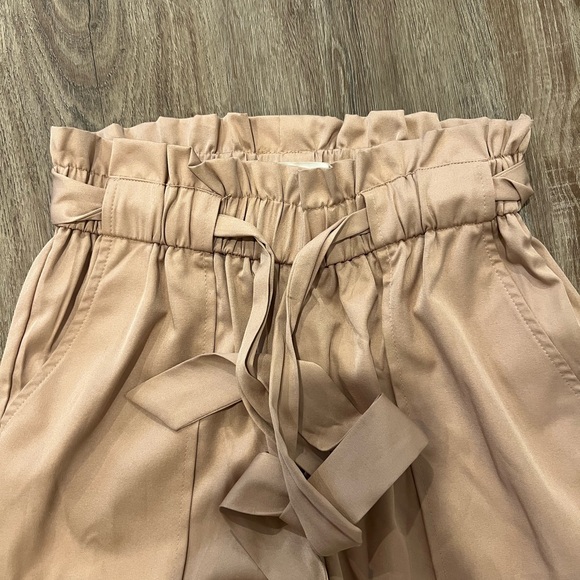 Dusty Rose Sateen High Waisted Paper Bag Style Trousers - Picture 8 of 12